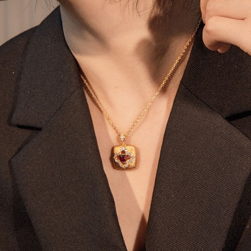 Collier Cornaline – Chance Florale, Argent Plaqué Or