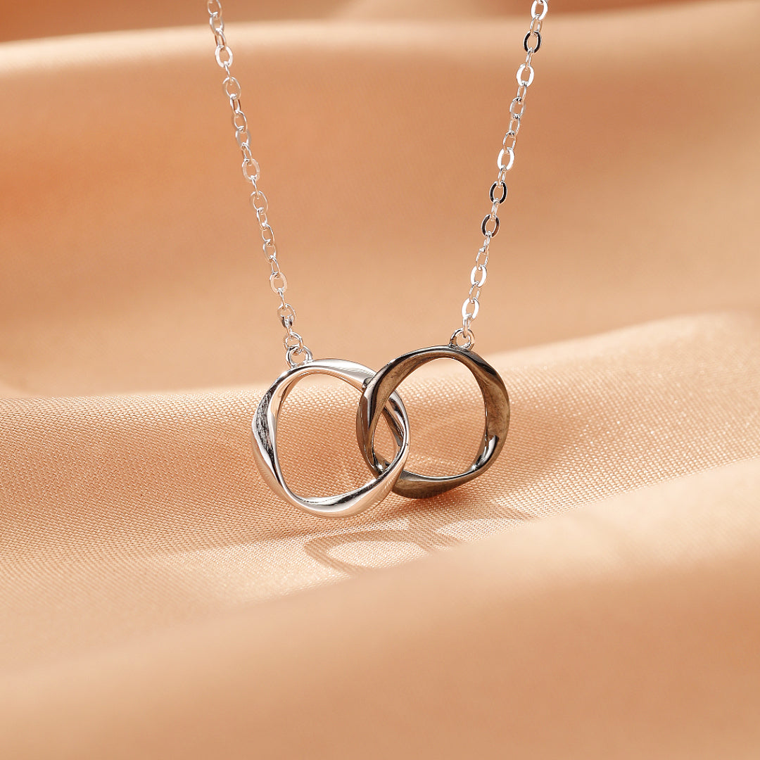 Collier Couple – Anneaux Unis, Argent
