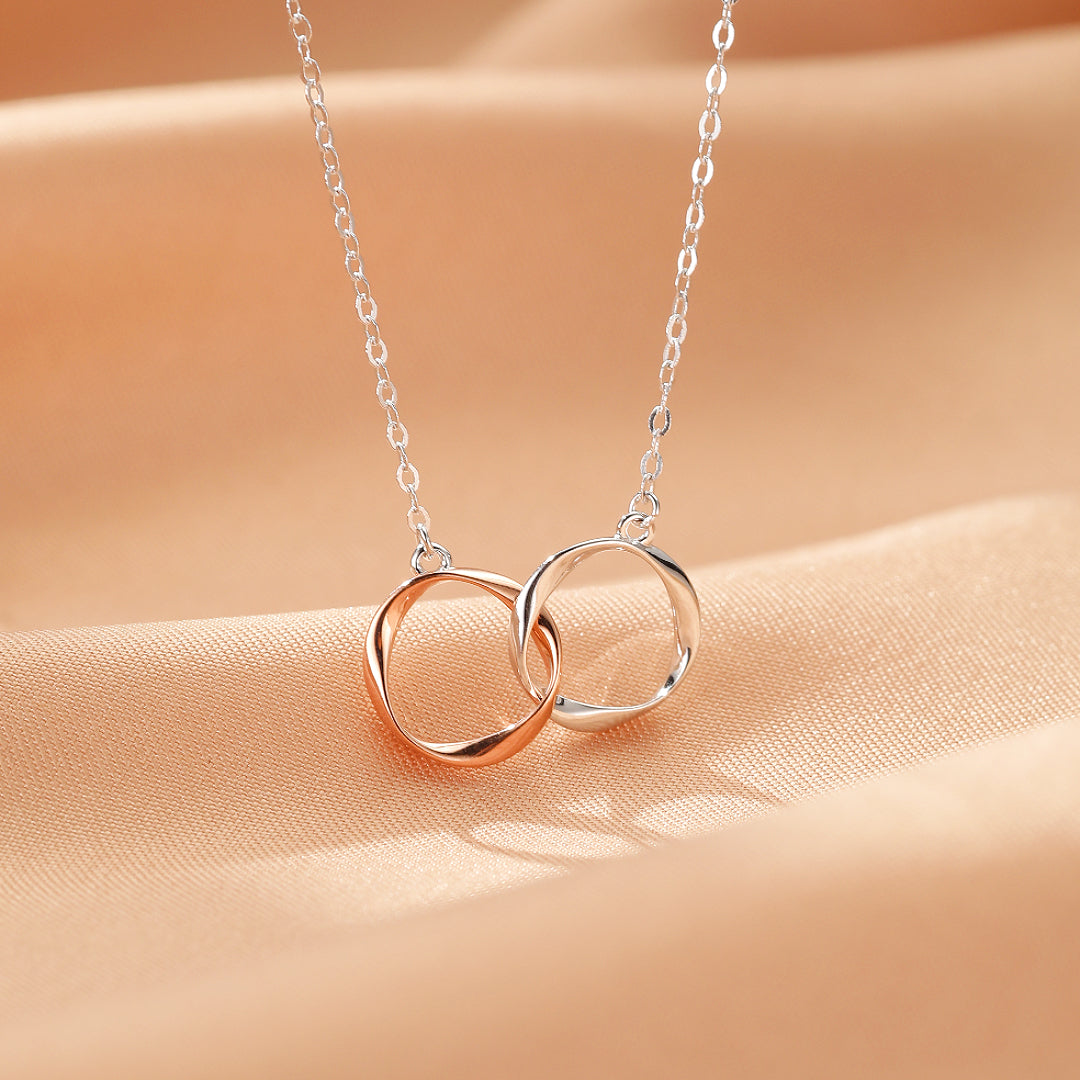 Collier Couple – Anneaux Unis, Argent