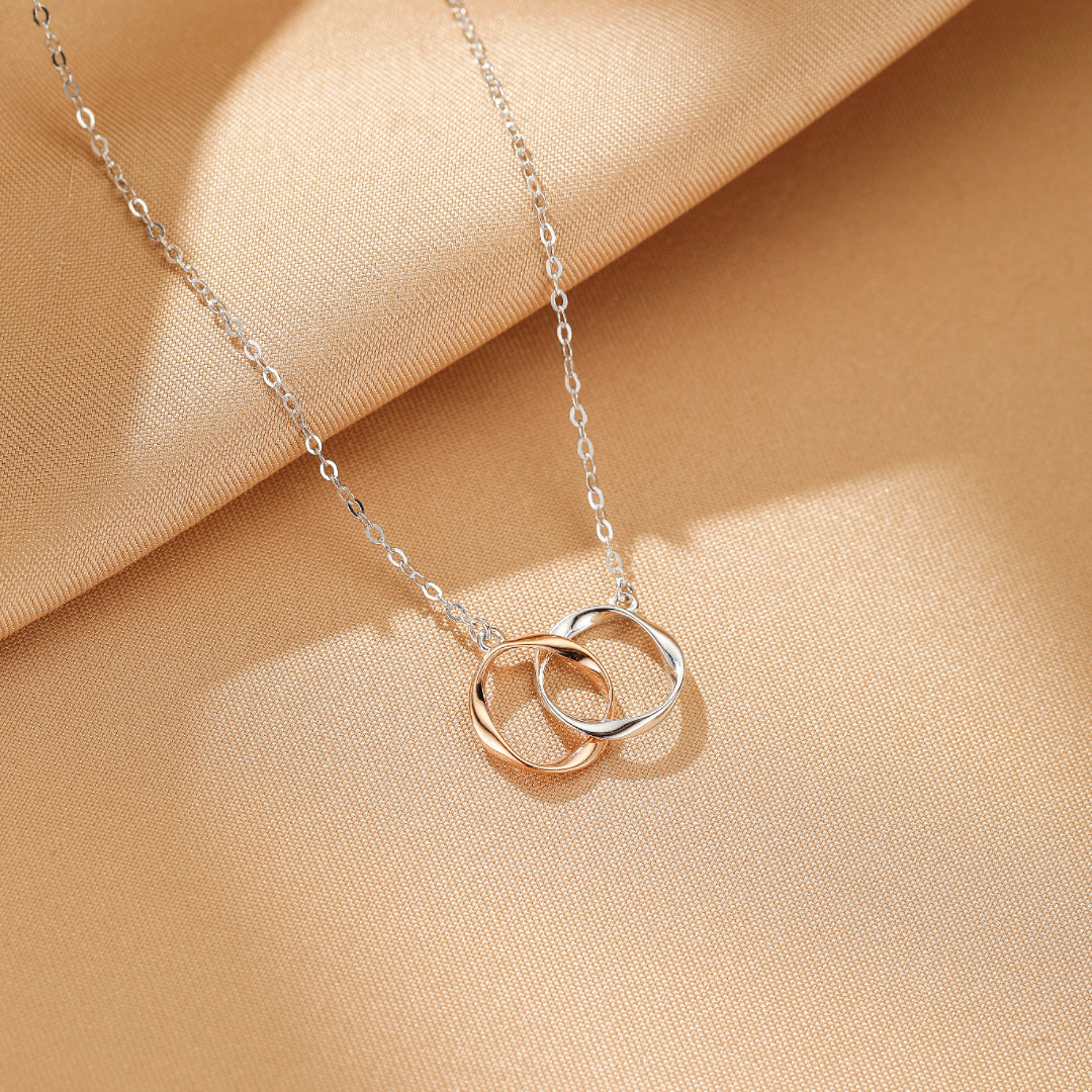 Collier Couple – Anneaux Unis, Argent