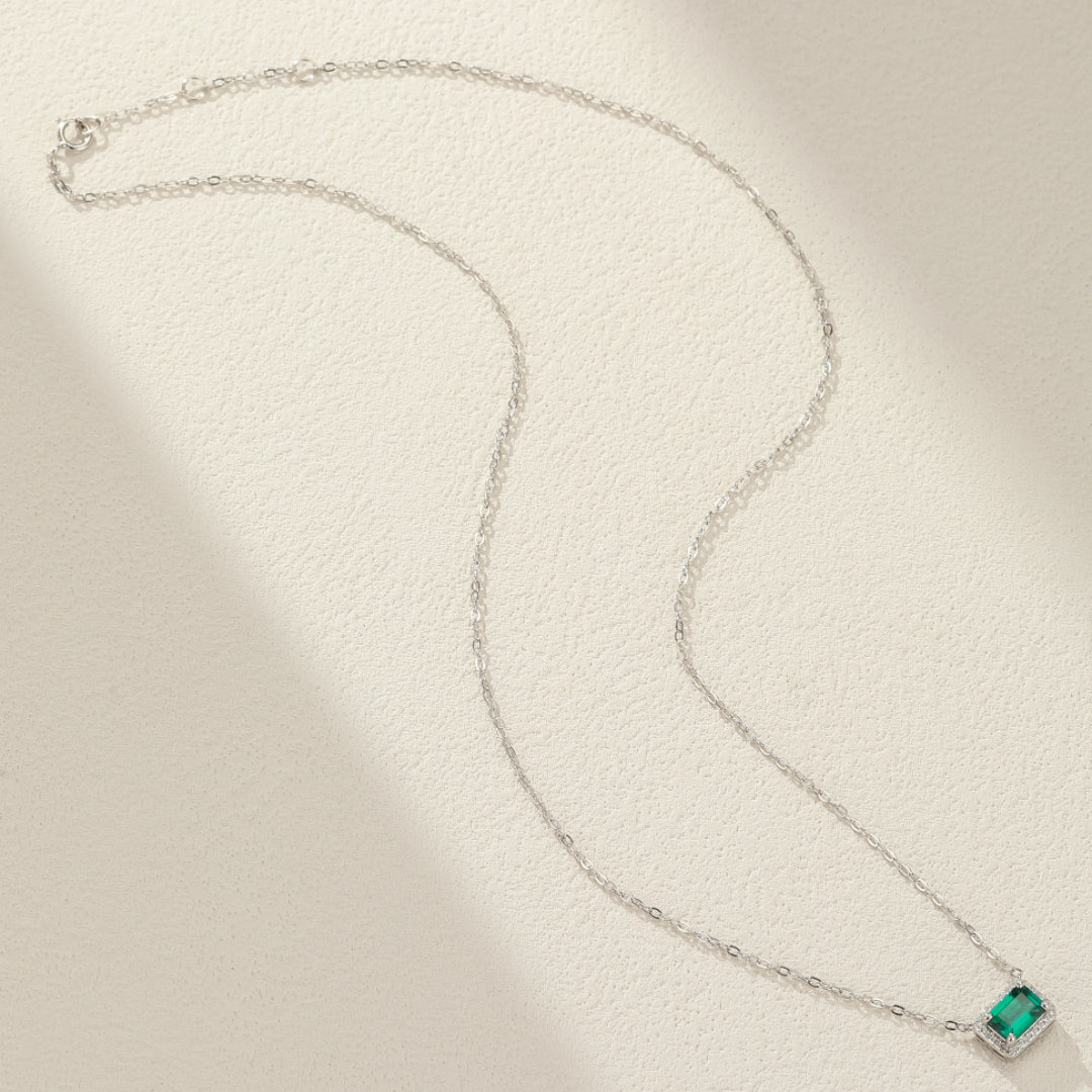 Collier Émeraude – Cœur de Forêt, Argent 925