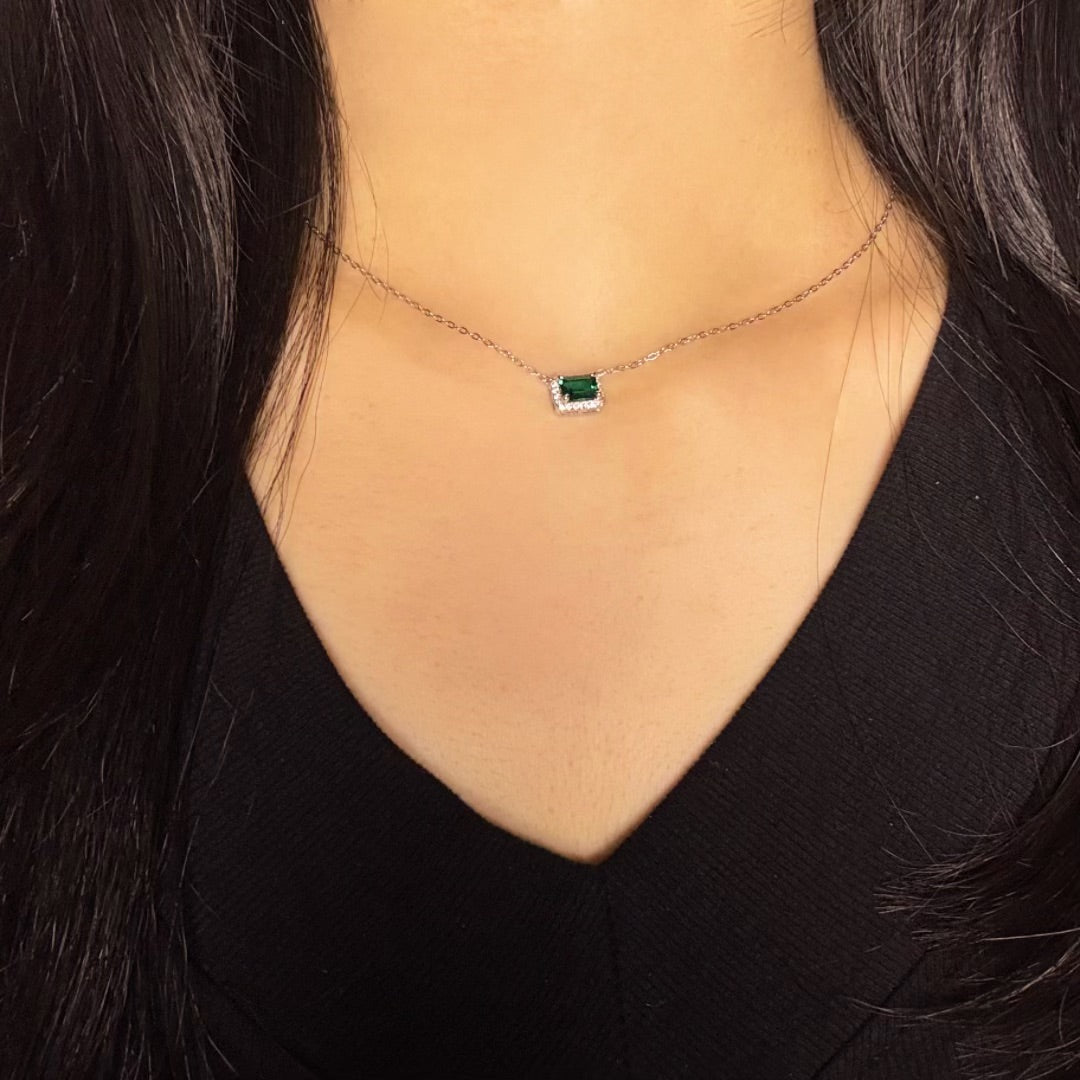 Collier Émeraude – Cœur de Forêt, Argent 925