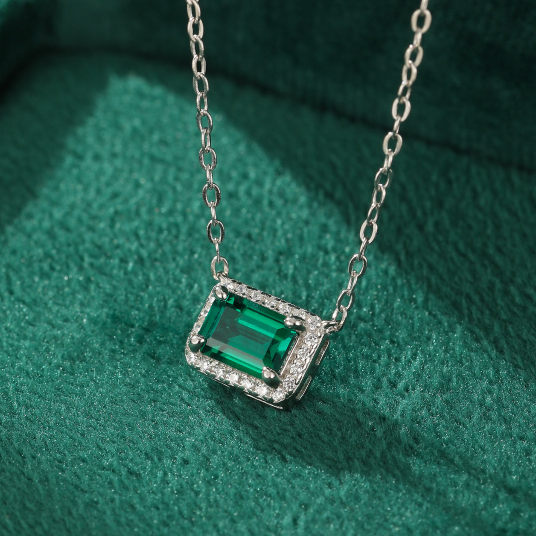 Collier Émeraude – Cœur de Forêt, Argent 925