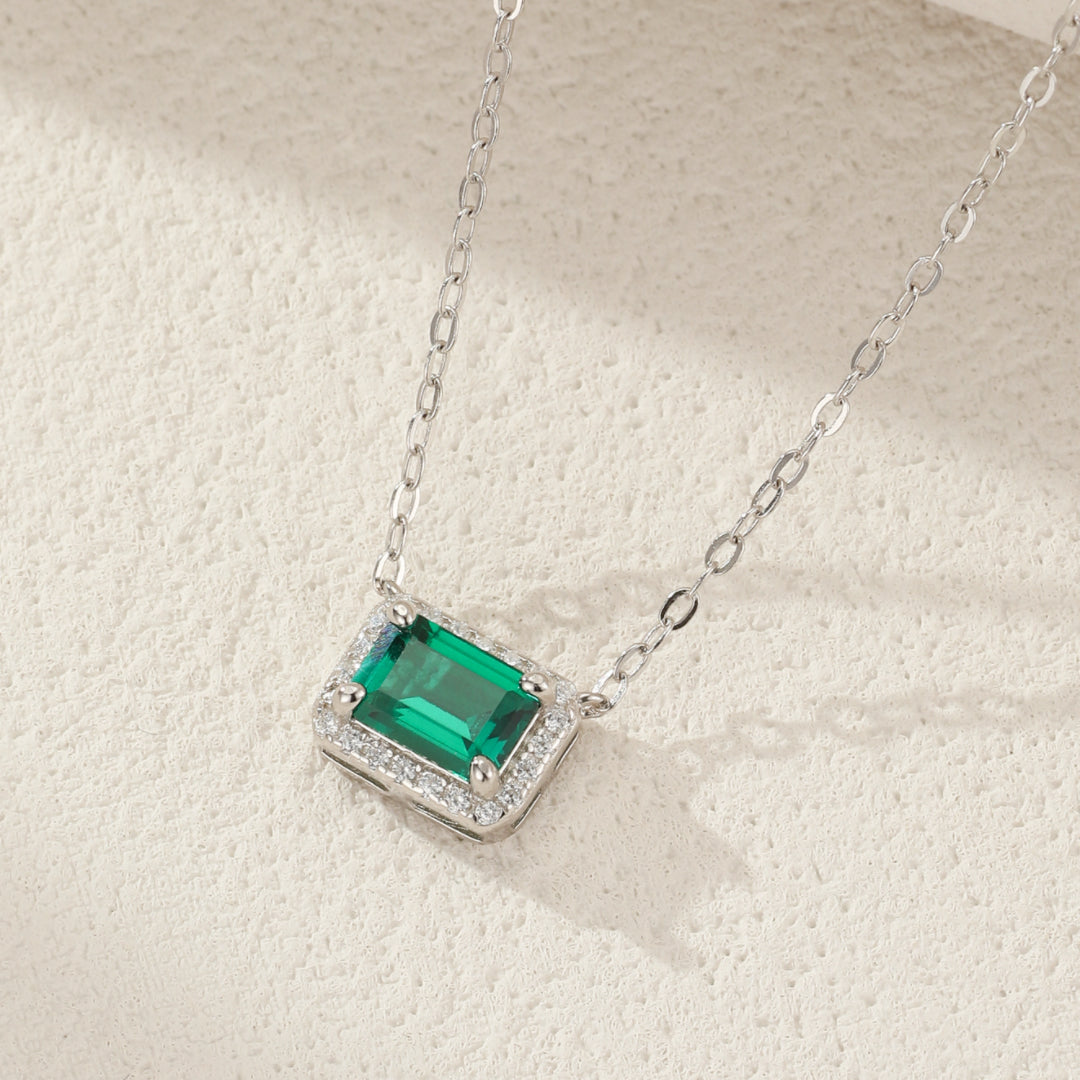Collier Émeraude – Cœur de Forêt, Argent 925