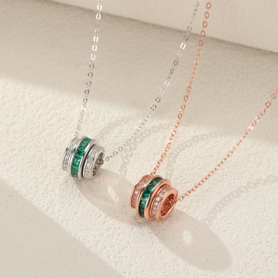 Emerald Necklace – Treasure of Radiance, Platinum Plated Sterling Silver