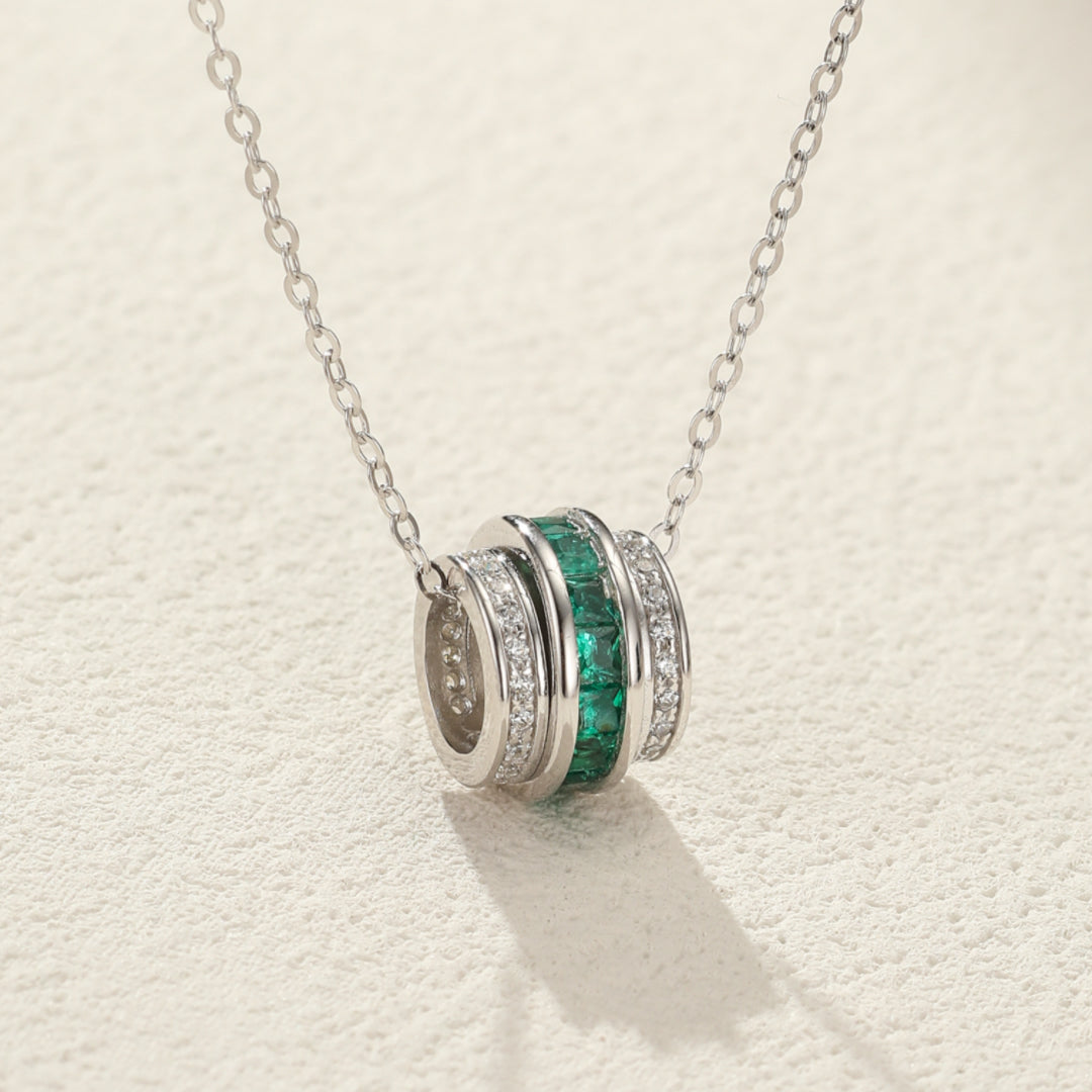 Emerald Necklace – Treasure of Radiance, Platinum Plated Silver