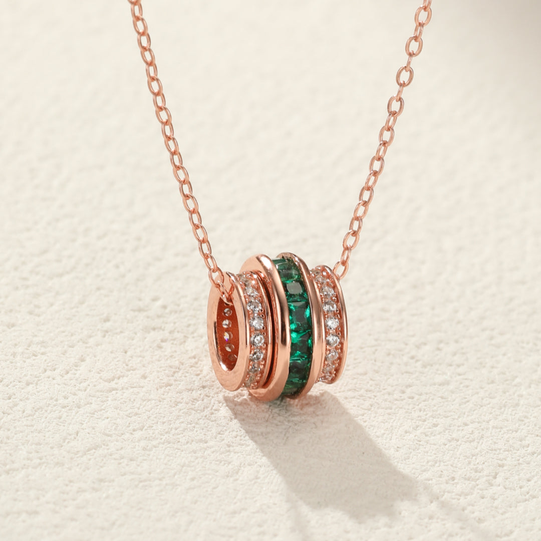 Emerald Necklace – Treasure of Radiance, Platinum Plated Silver
