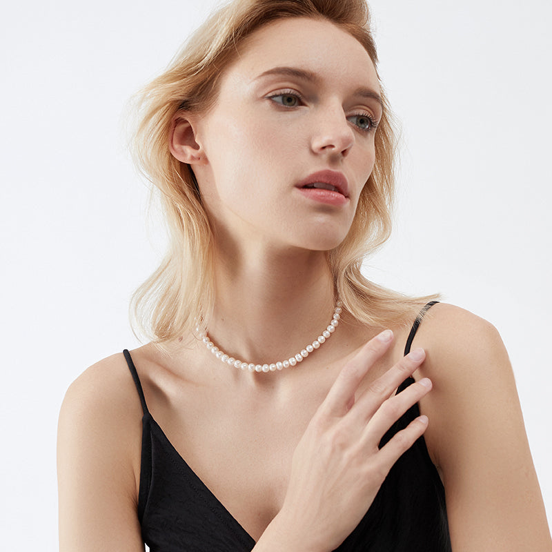 Collier en Perle d'Eau Douce – Aurore, Argent 925