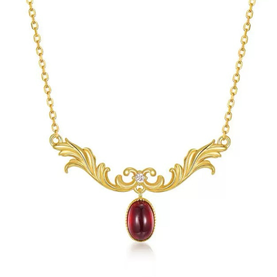 Collier Grenat – Aria des Rois, Argent Plaqué Or