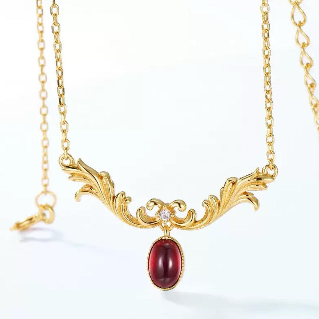 Collier Grenat – Aria des Rois, Argent Plaqué Or