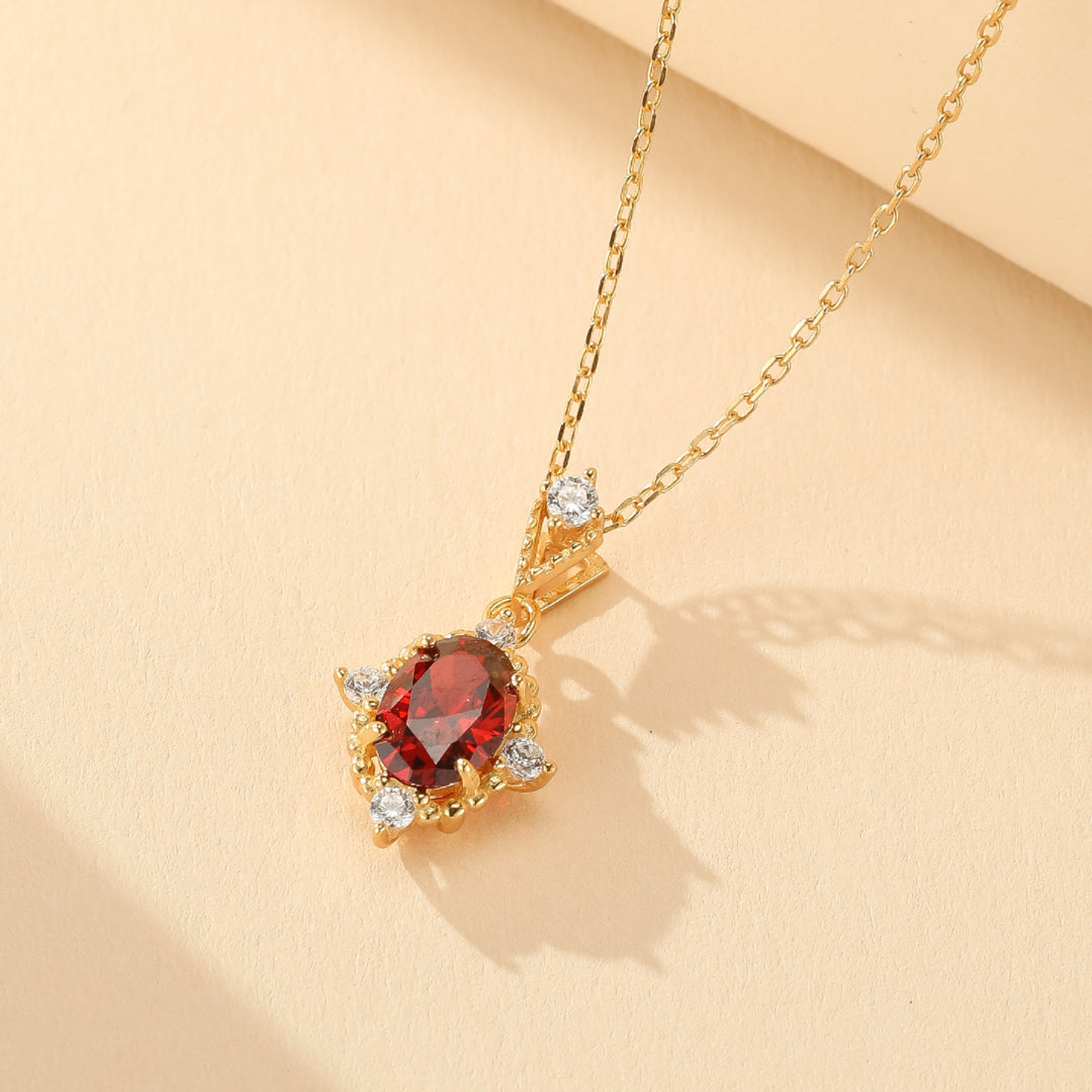 Collier Grenat – Couronne, Argent Plaqué Or