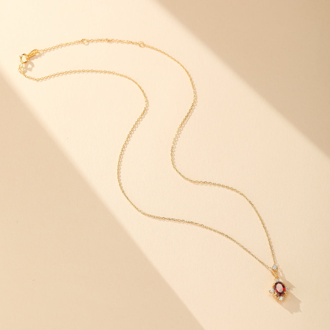 Collier Grenat – Couronne, Argent Plaqué Or