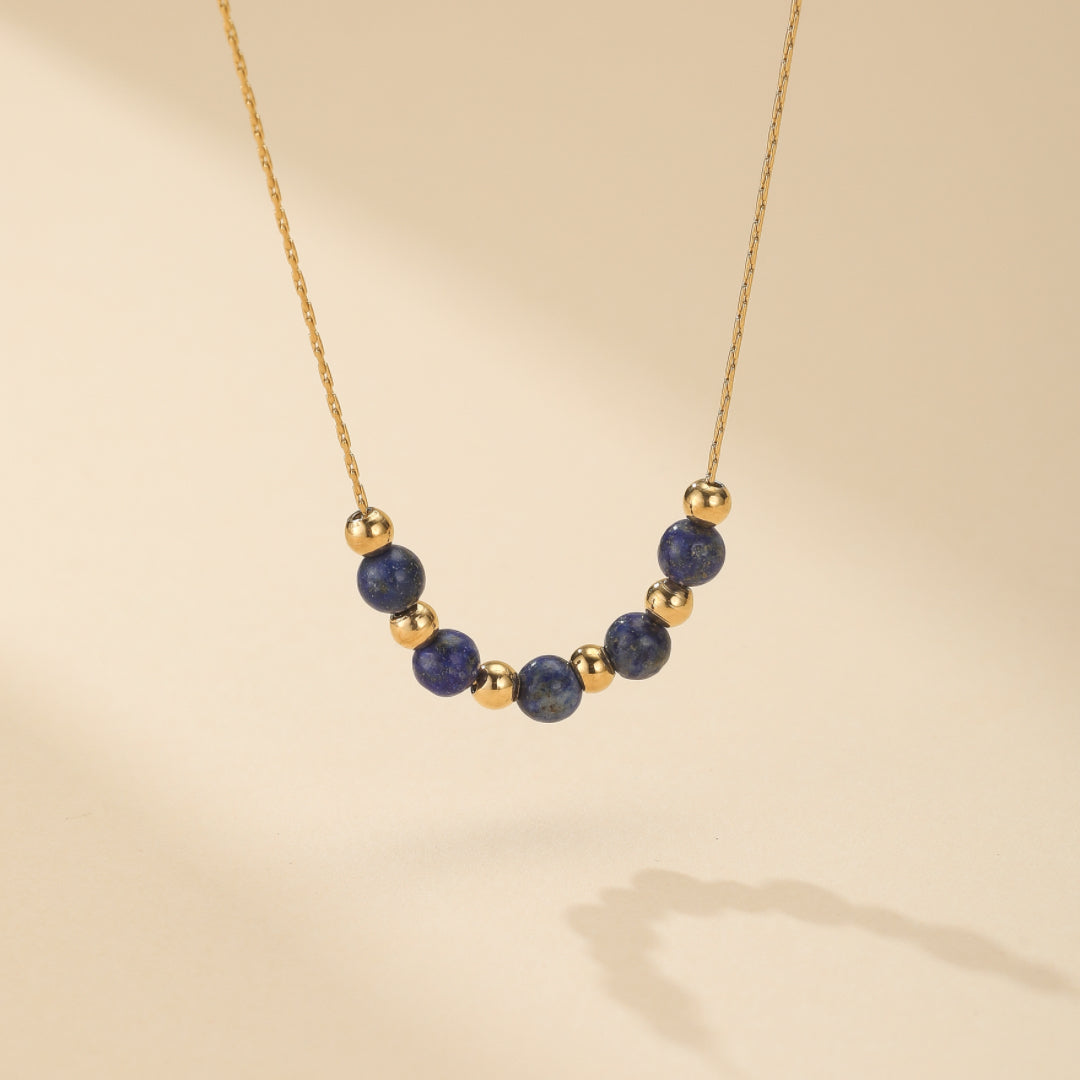 Garnet Necklace – Curve of Brilliance, 18K Gold Plated