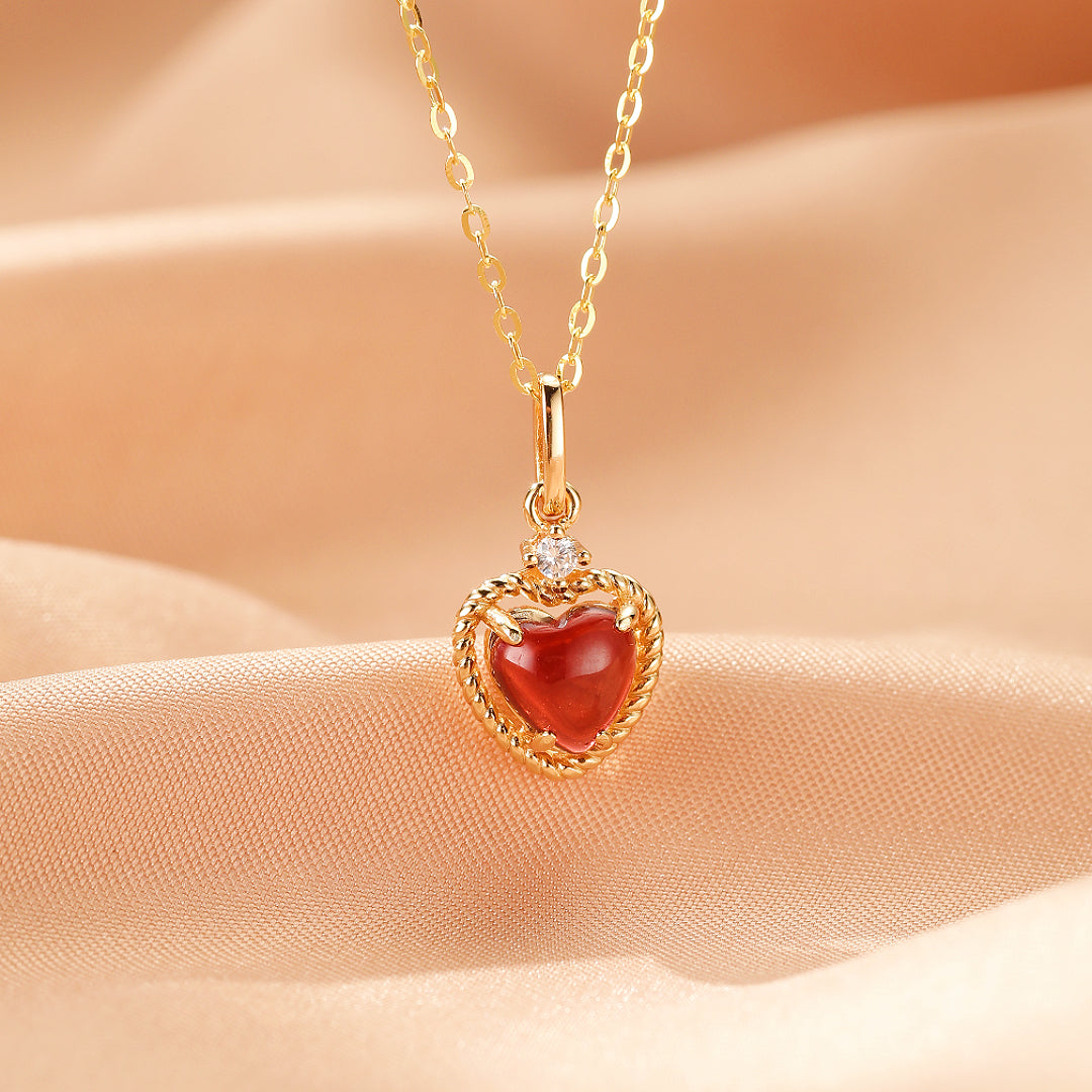 Collier Grenat – Promesse Écarlate, Argent Plaqué Or