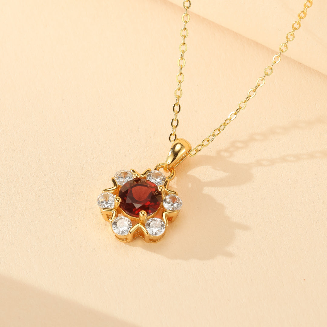 Collier Grenat – Reflet Majestueux, Argent Plaqué Or