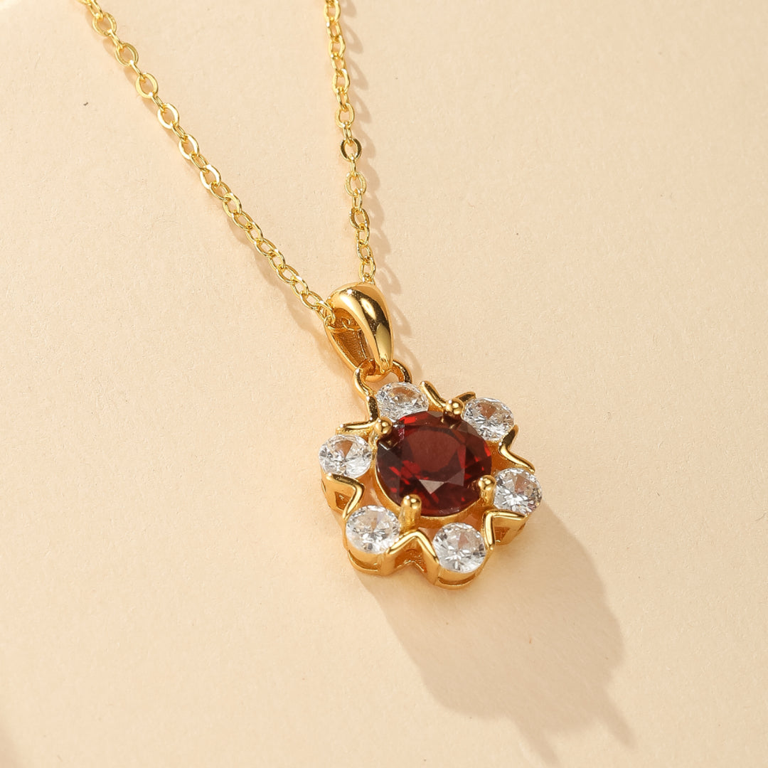Collier Grenat – Reflet Majestueux, Argent Plaqué Or