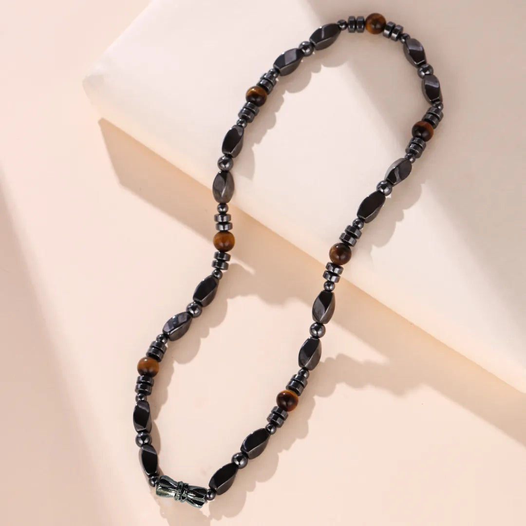 Collier Homme Hématite et Œil de Tigre – Force Sauvage