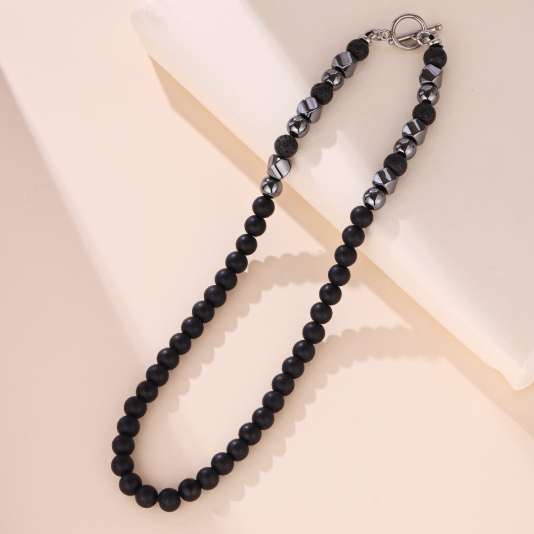 Collier Homme Hématite et Pierre de Lave – Puissance virile