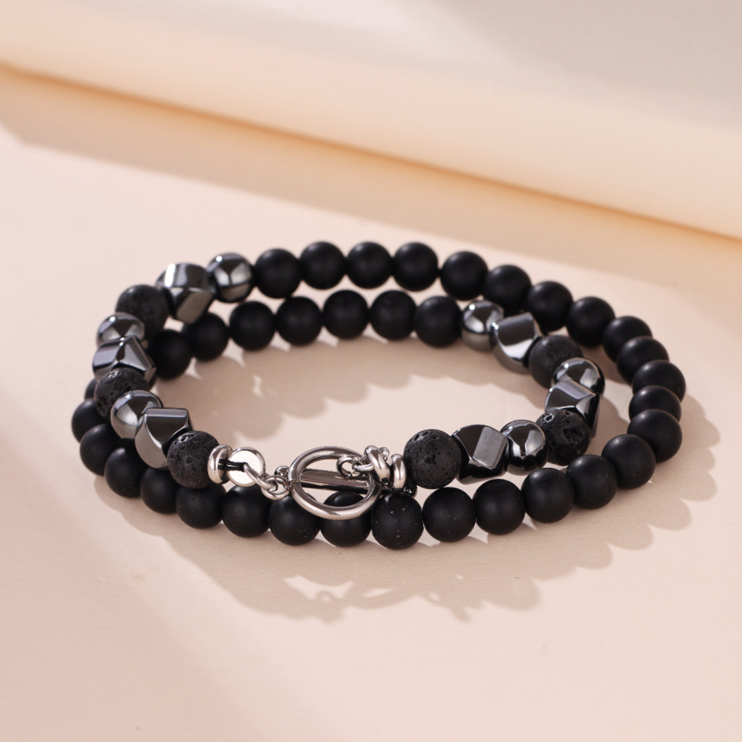 Collier Homme Hématite et Pierre de Lave – Puissance virile