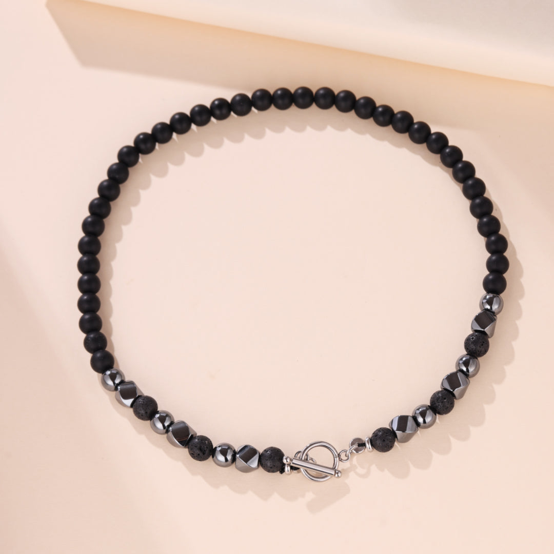 Collier Homme Hématite et Pierre de Lave – Puissance virile