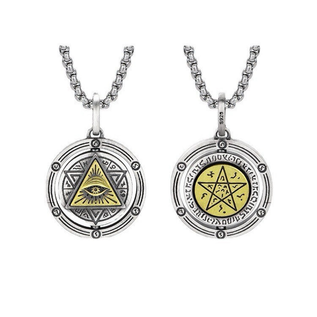 Men's Rotating Necklace – Eye of Horus, Silver