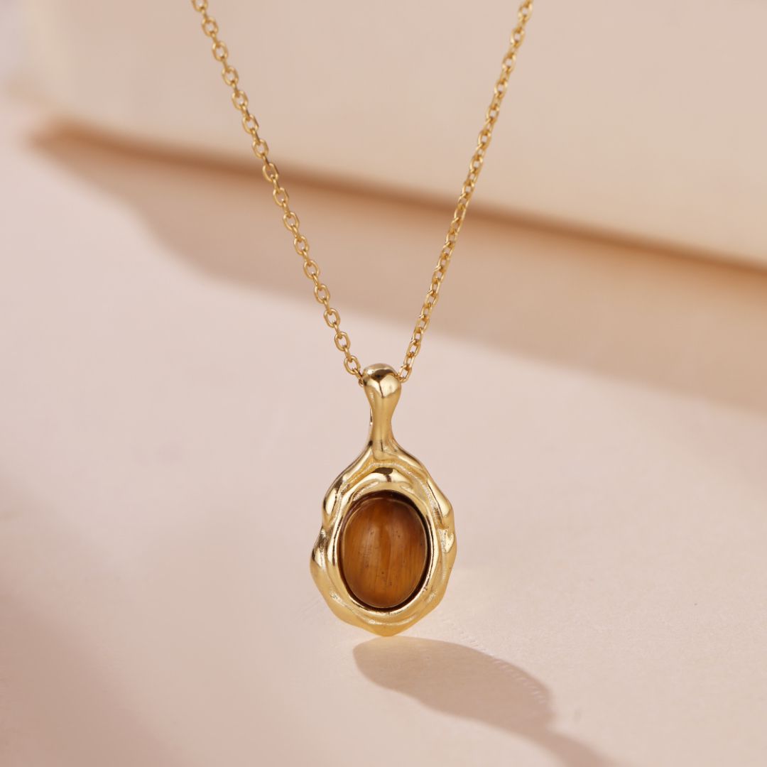 Tiger's Eye Necklace – Sun Catcher, Gold Plated Silver