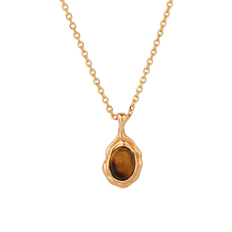Tiger's Eye Necklace – Sparkling Lava, Gold Plated Silver
