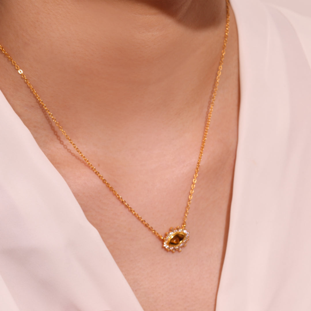 Tiger Eye Necklace – Royal Court, Gold Plated Silver