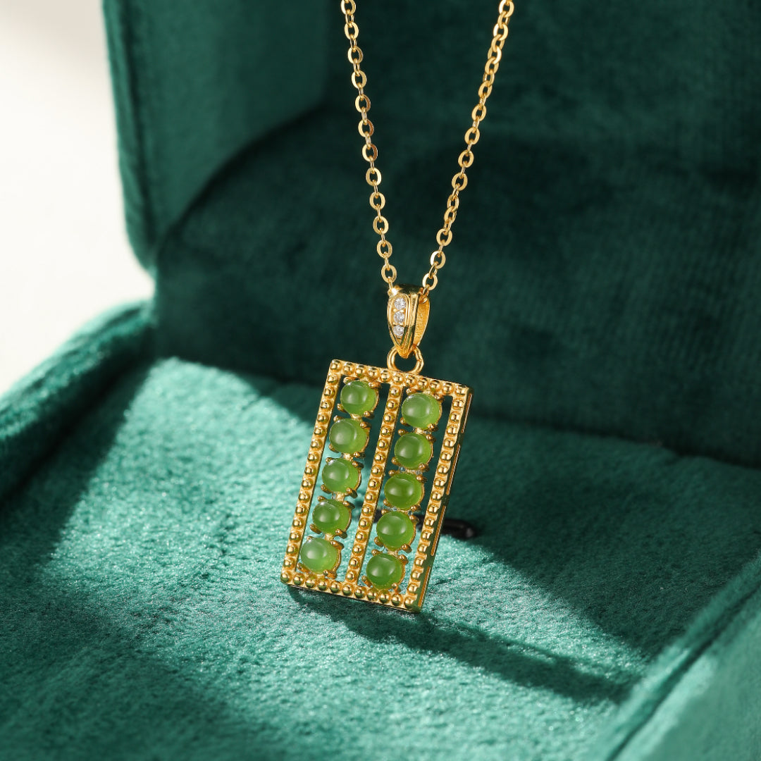Jade Necklace – Moon Aura, Gold Plated Silver