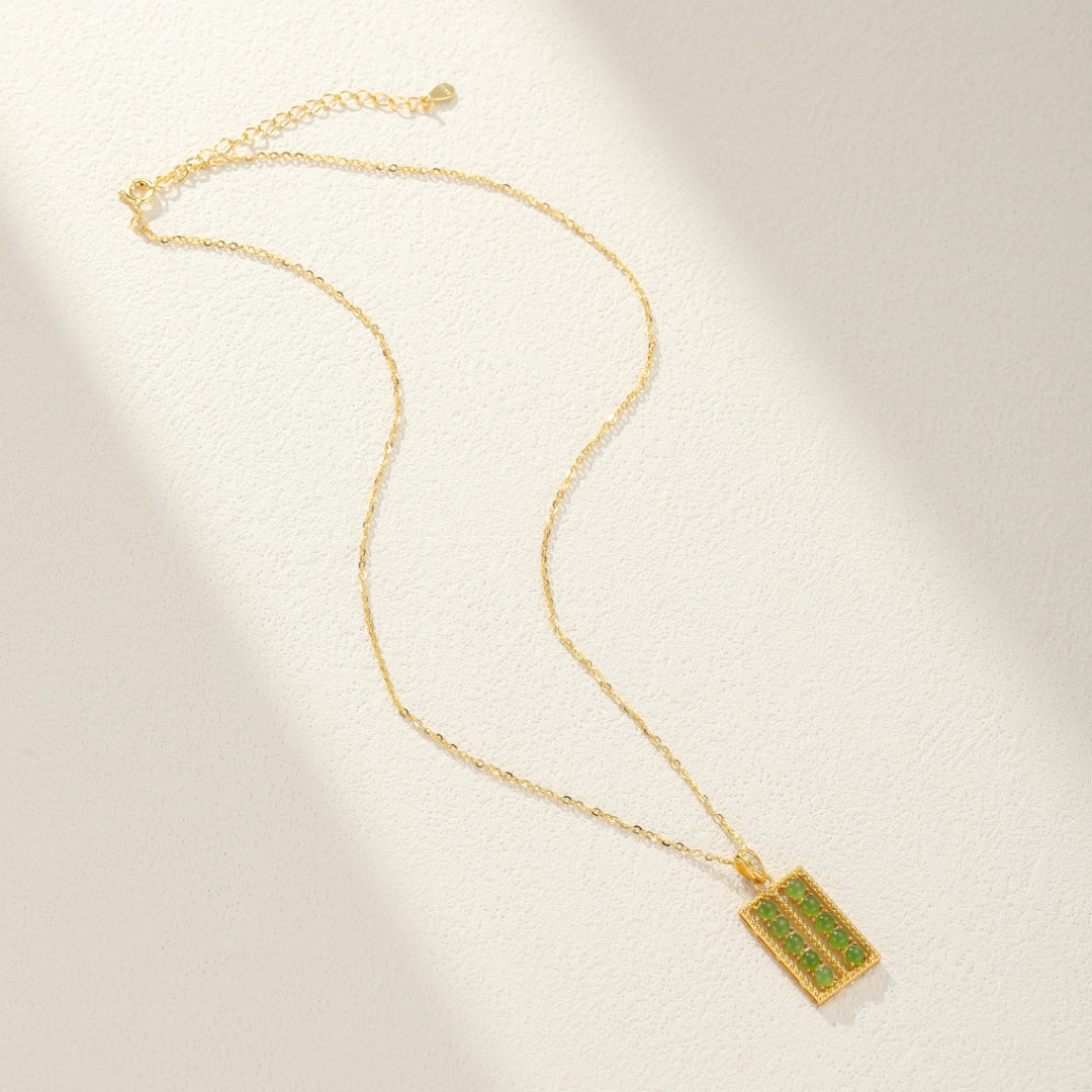 Collier Jade – Aura de Lune, Argent Plaqué Or