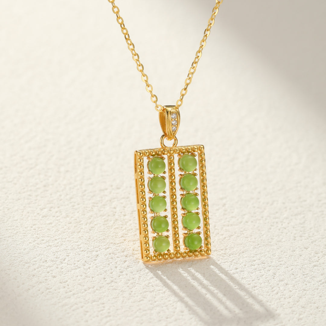 Collier Jade – Aura de Lune, Argent Plaqué Or