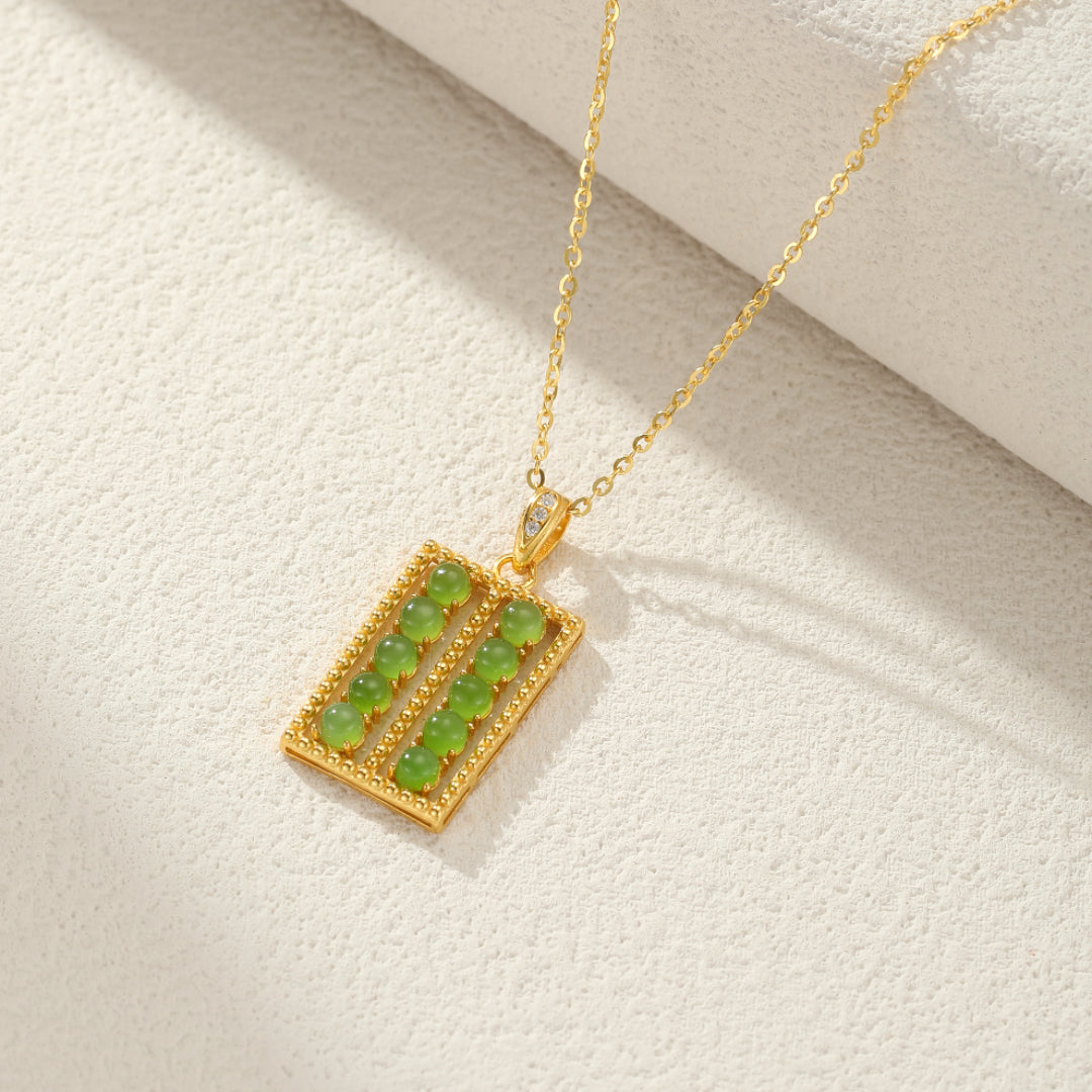 Collier Jade – Aura de Lune, Argent Plaqué Or