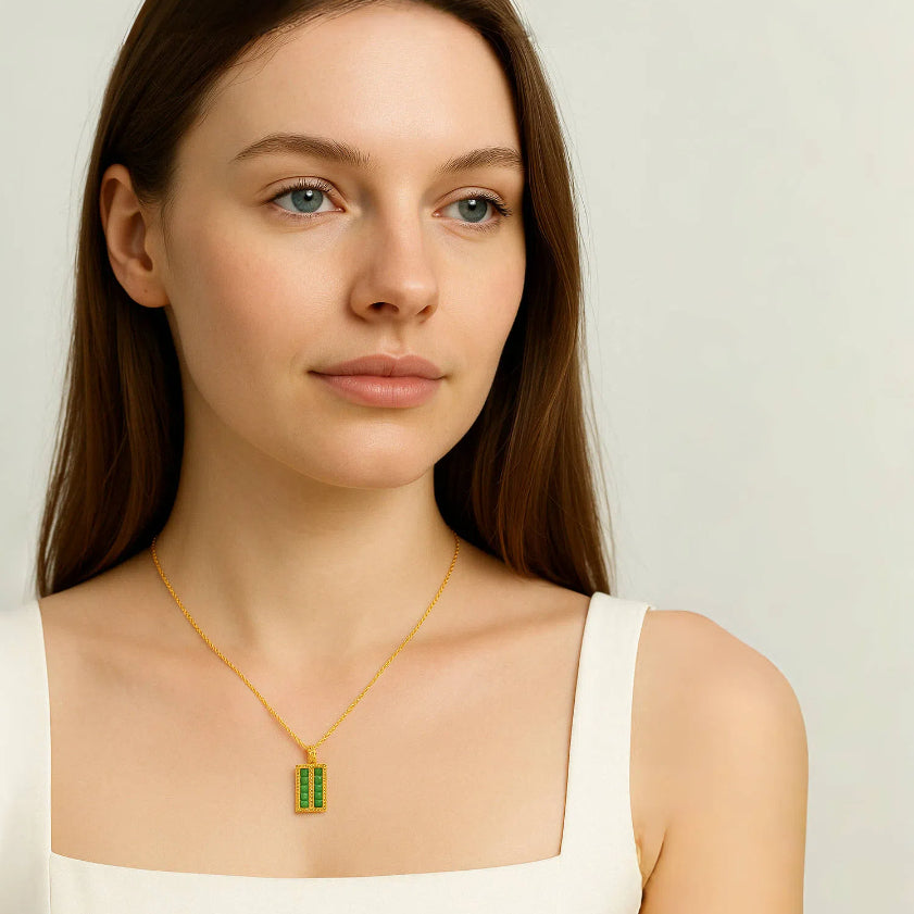 Collier Jade – Aura de Lune, Argent Plaqué Or