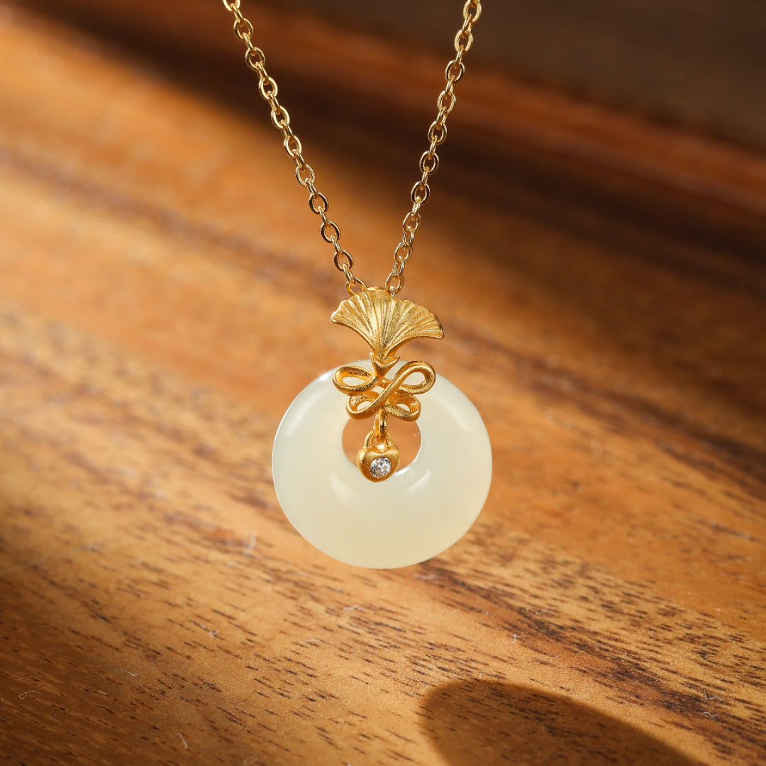 White Jade Necklace – Carnation Grace, Gold Plated Silver
