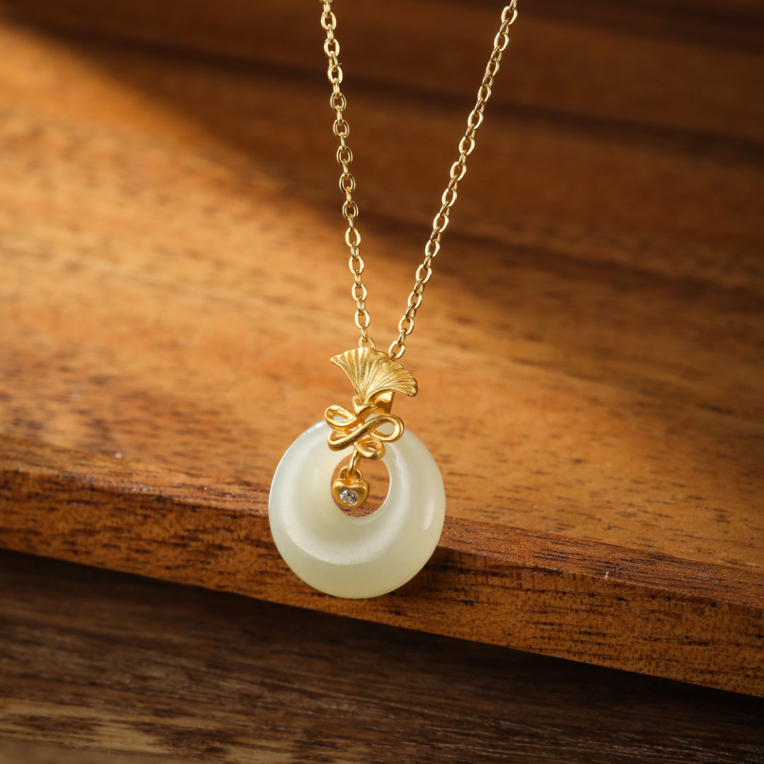White Jade Necklace – Carnation Grace, Gold Plated Silver