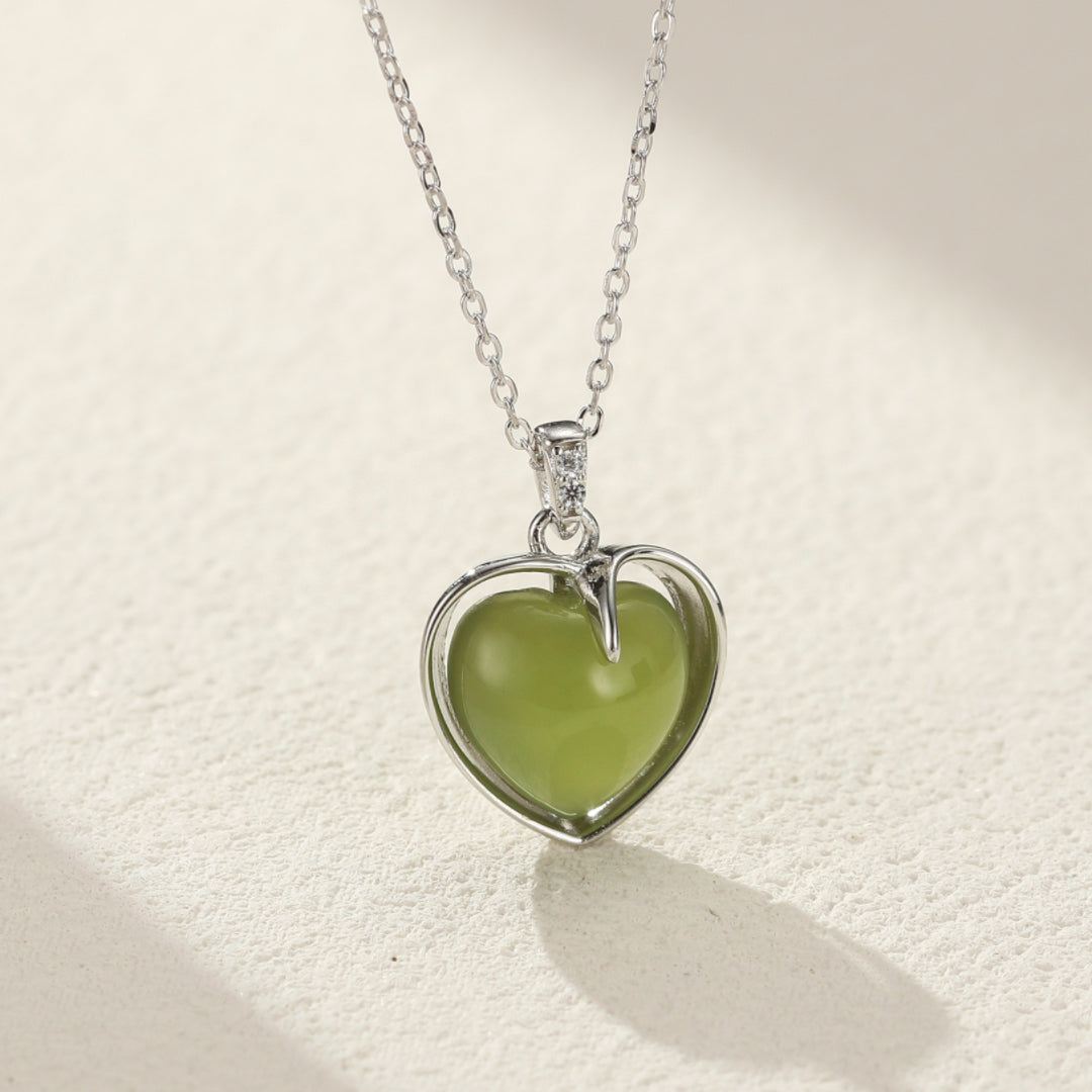 Jade Necklace – Love Light, Gold Plated Sterling Silver