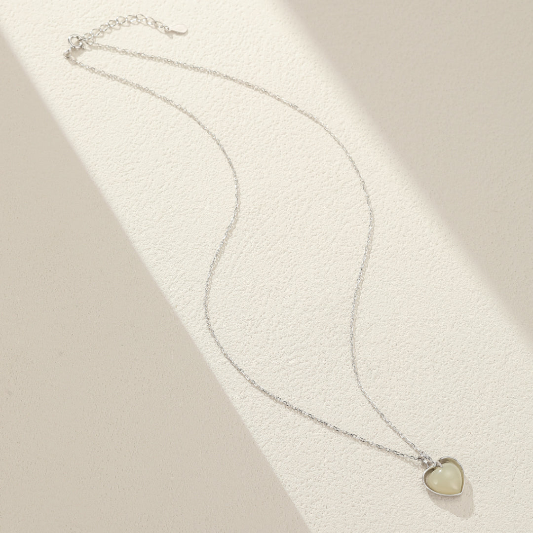 Jade Necklace – Love Light, Gold Plated Sterling Silver