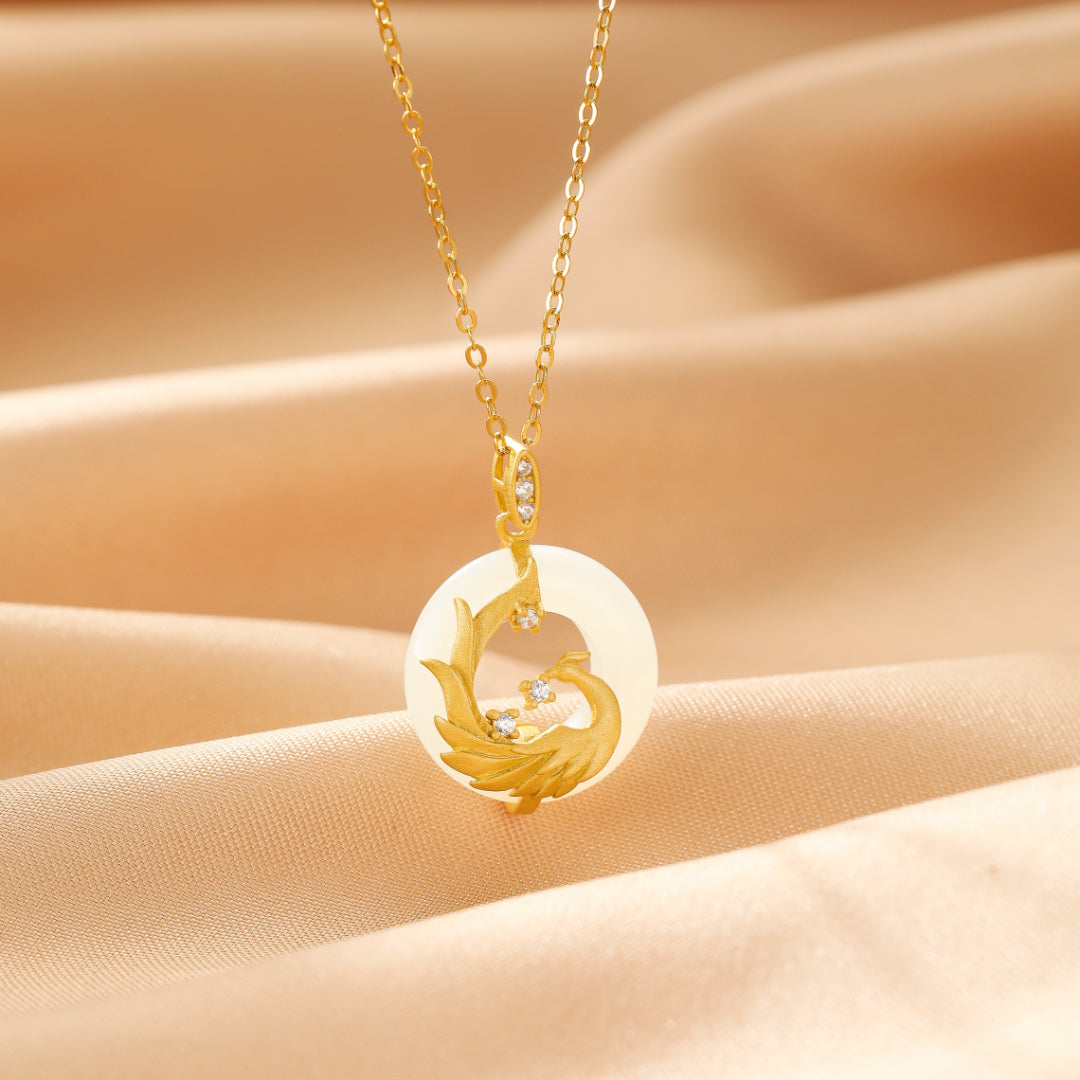 Collier Jade Couple – Union Sacrée, Argent Plaqué Or