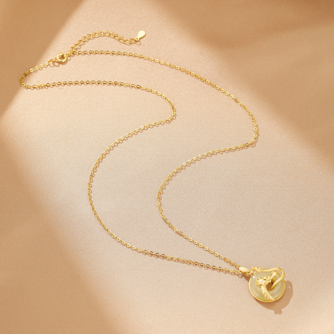 Collier Jade Couple – Union Sacrée, Argent Plaqué Or