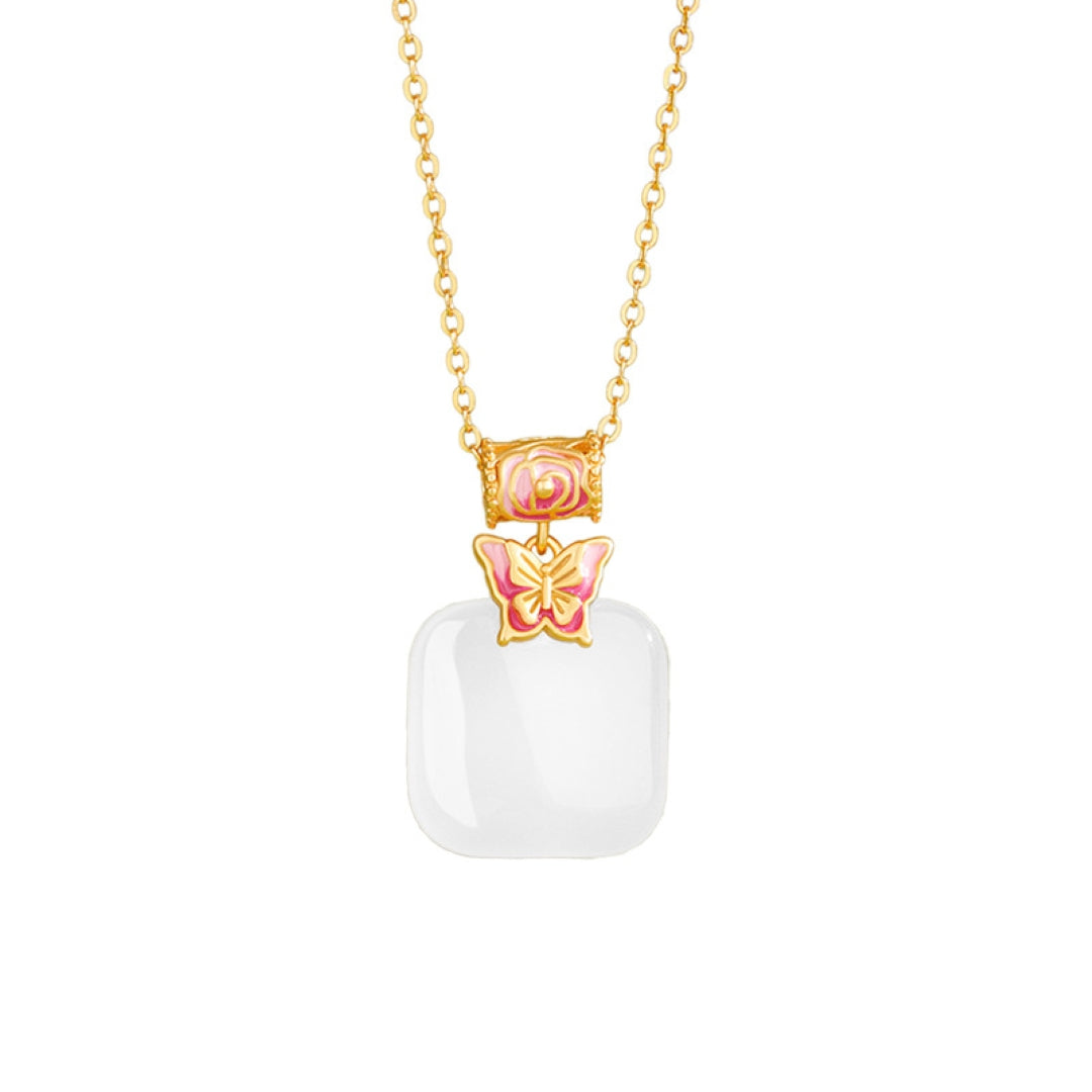 Collier Jade – Douce Éclosion, Argent Plaqué Or