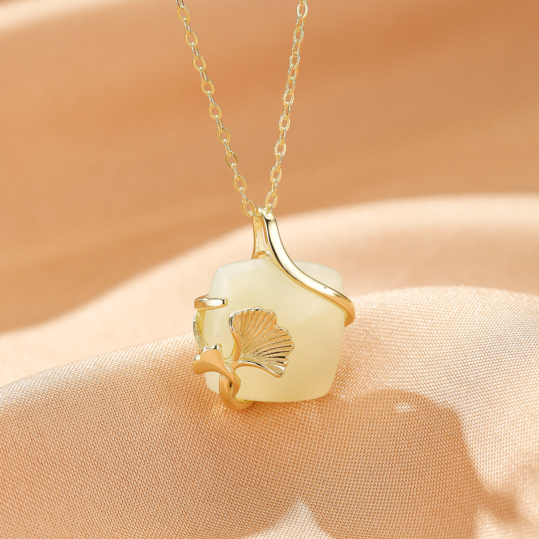 Collier Jade – Éveil du Cœur, Argent Plaqué Or