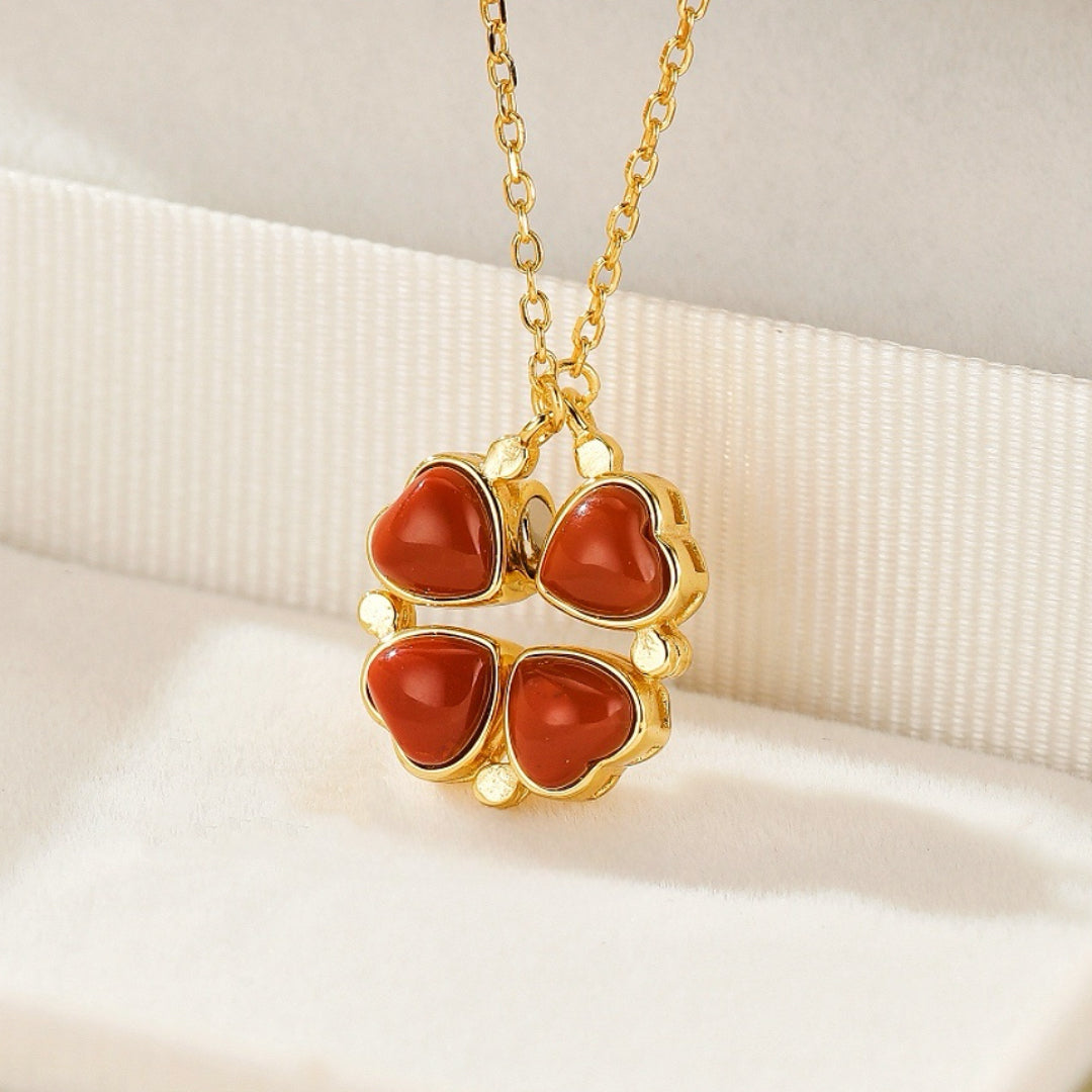Jade or Red Agate Necklace – Love's Chance, Gold Plated Silver