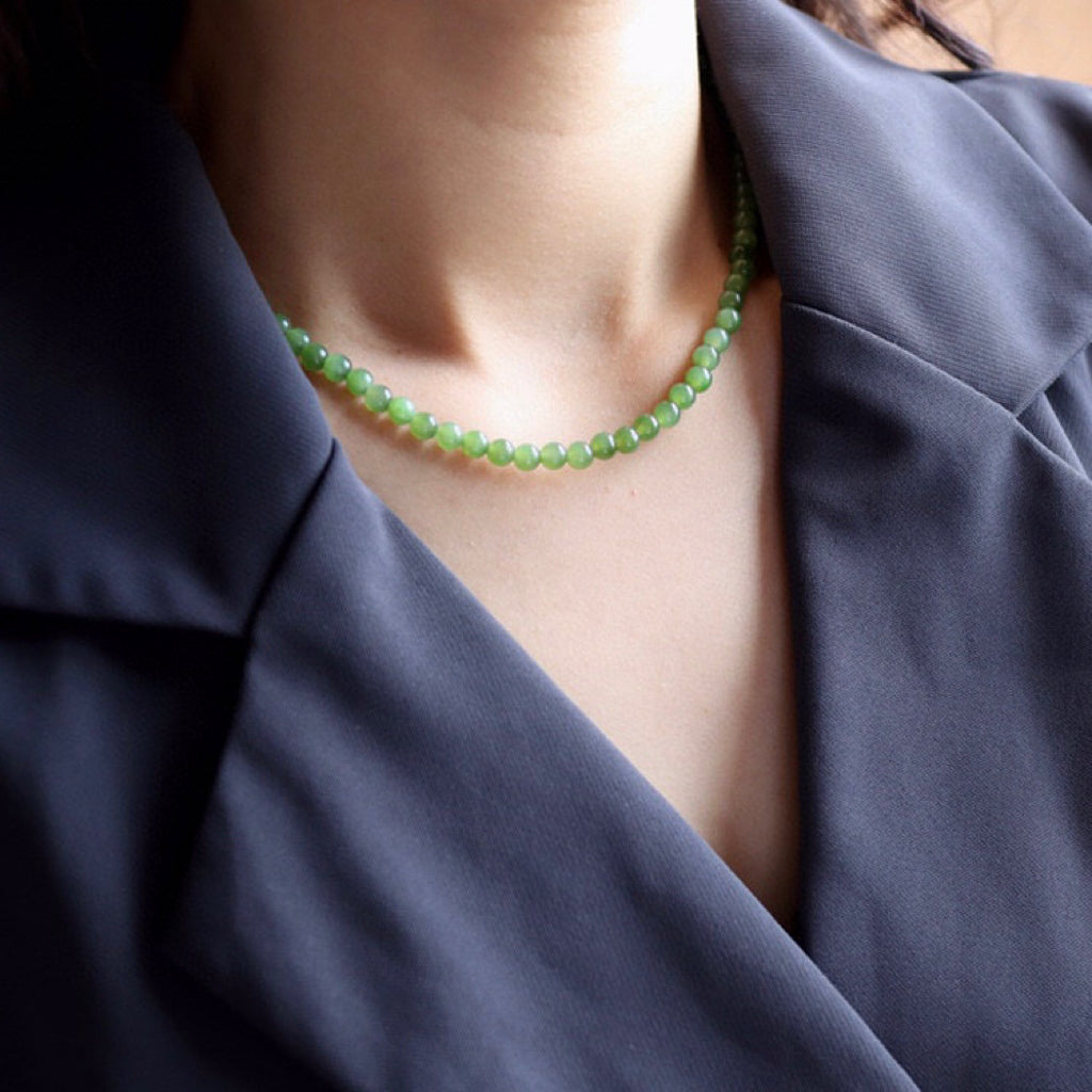 Collier Jade – Petit Bonheur, Argent Plaqué Or