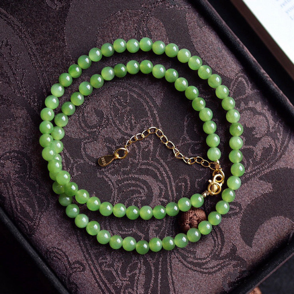 Collier Jade – Petit Bonheur, Argent Plaqué Or