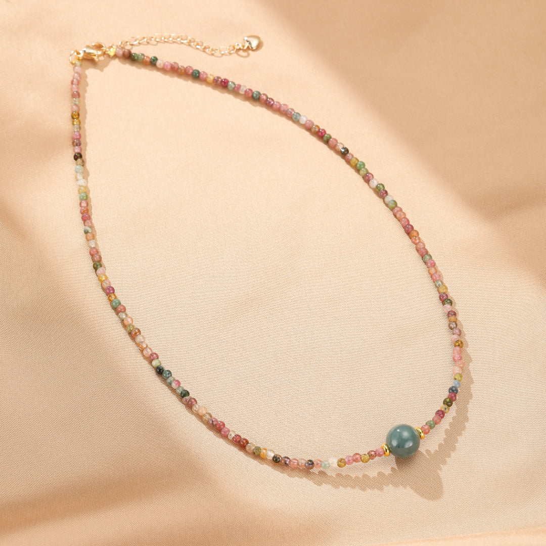 Collier Jadéite et Tourmaline – Bonheur Arc-en-ciel