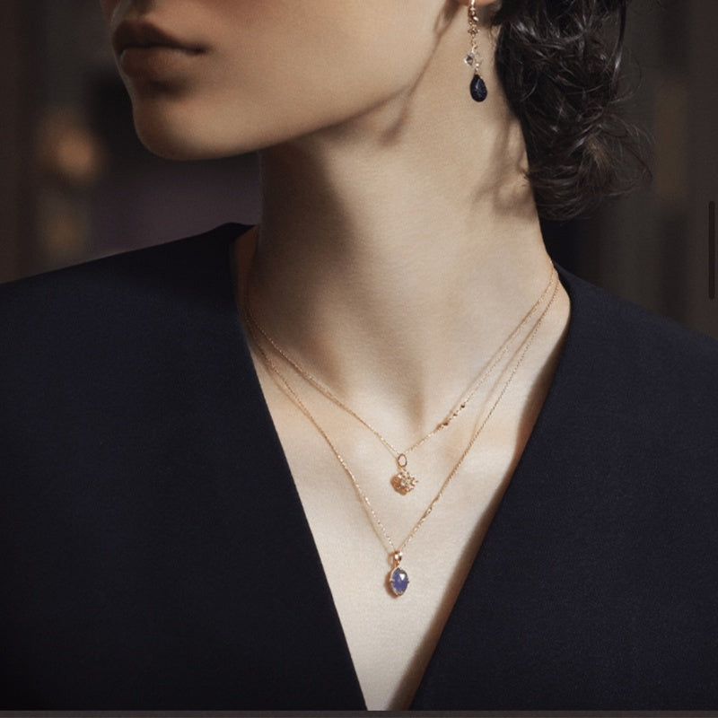 Collier Labradorite et Améthyste – Charme Astral, Argent Plaqué Or