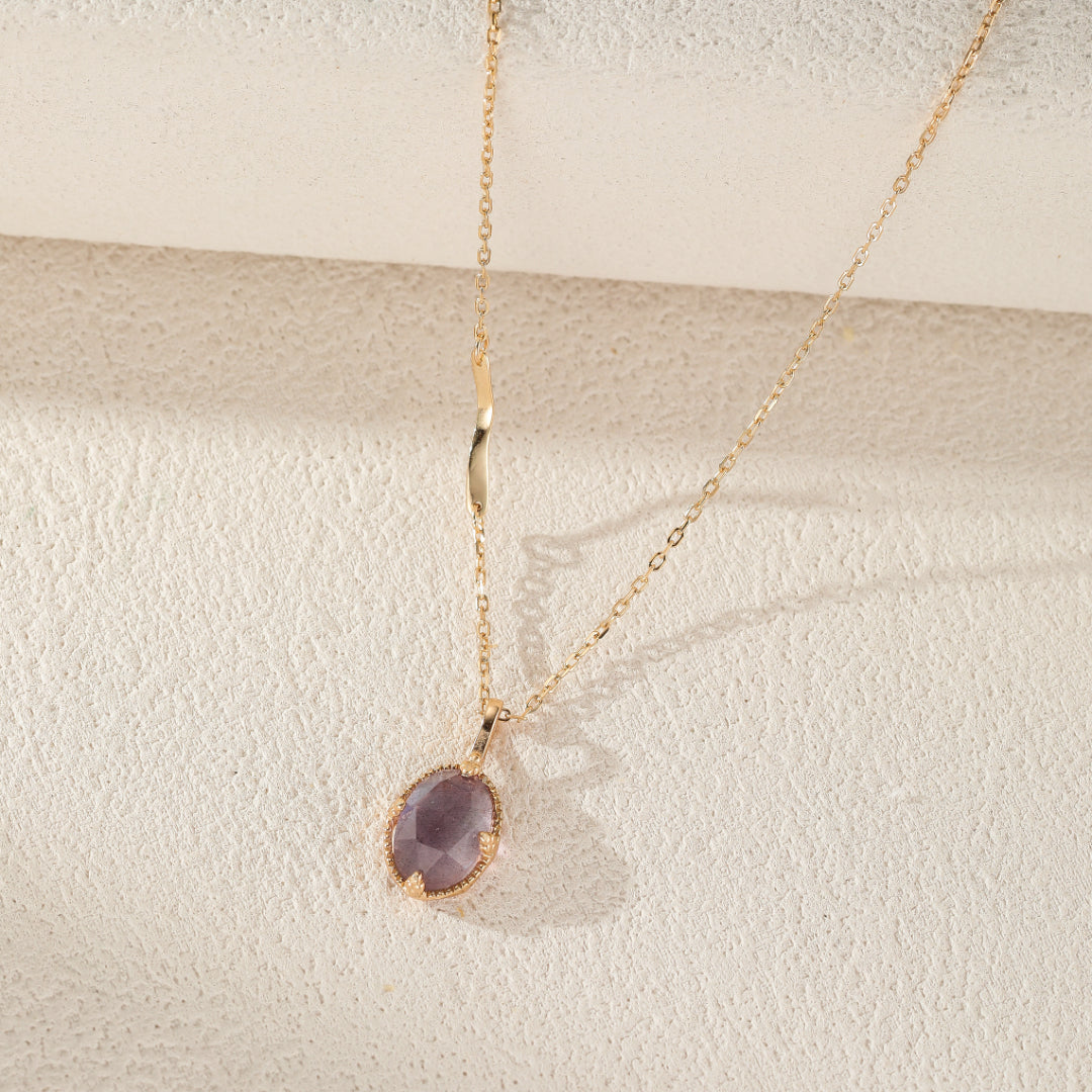 Collier Labradorite et Améthyste – Charme Astral, Argent Plaqué Or