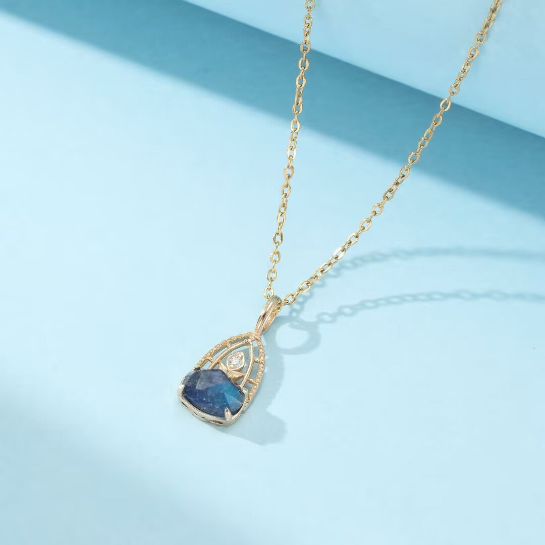 Collier Labradorite et Lapis Lazuli – Sagesse Astrale, Argent Plaqué Or