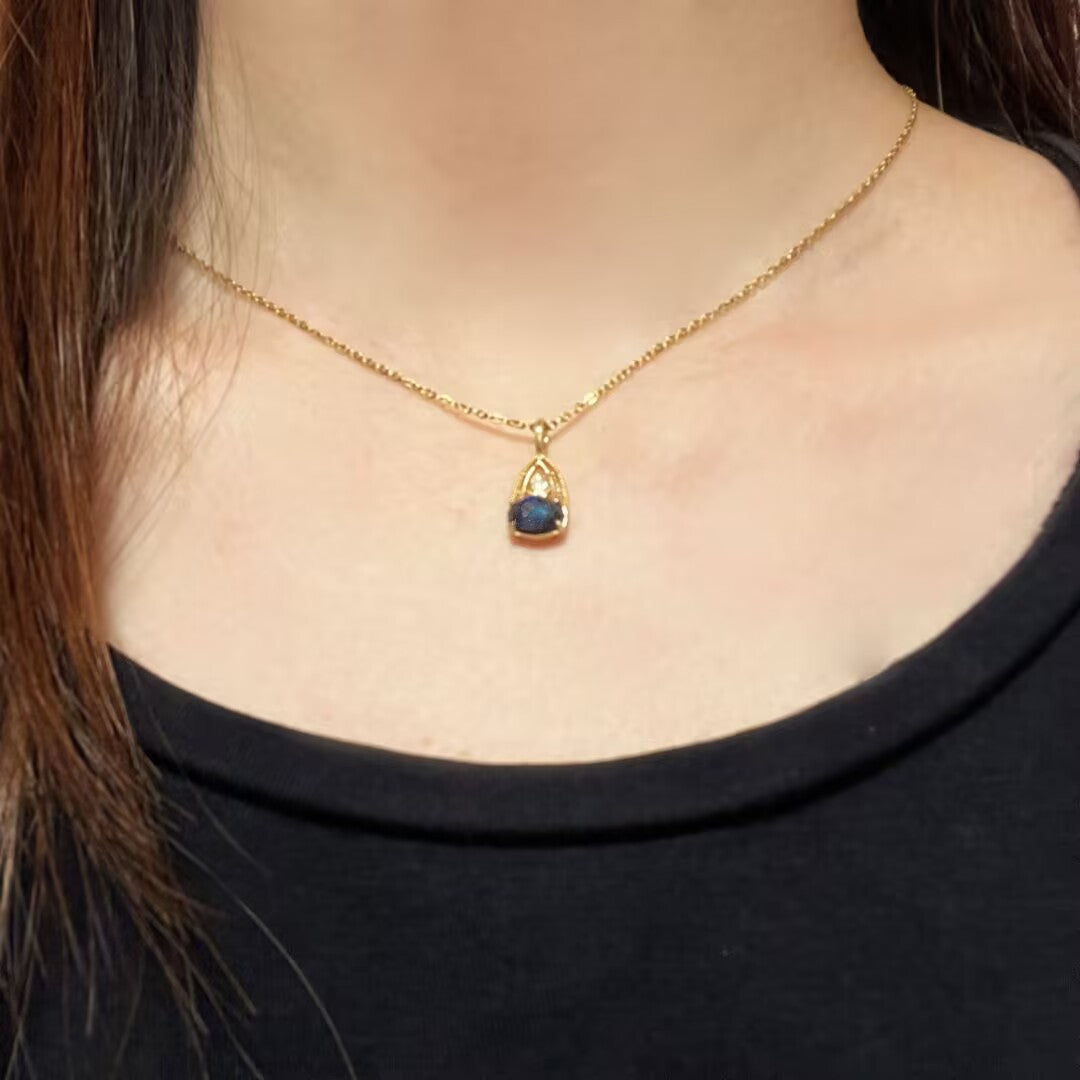 Collier Labradorite et Lapis Lazuli – Sagesse Astrale, Argent Plaqué Or
