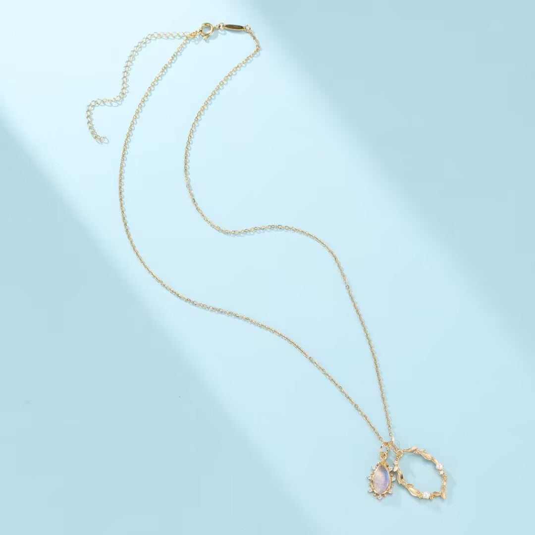 Collier Labradorite et Perle – Élixir Céleste, Argent Plaqué Or